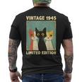 面白い 80歳 ギフト ヴィンテージ 1945 猫好き 80歳の誕生日 メンズTシャツ バックプリント