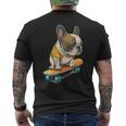 面白い フレンチブルドッグ スケートボード スケーター 犬 イングリッシュドッグ メンズTシャツ バックプリント