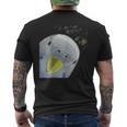 面白い好奇心インコのセキセイインコ メンズTシャツ バックプリント
