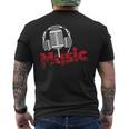 音楽 マイク ヘッドホン 日常 テキスト シンプル レトロ メンズTシャツ バックプリント
