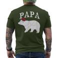 Papa Bear Xmas Buffalo Plaid Lights Matching Family Pajama メンズTシャツ バックプリント