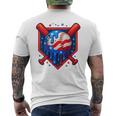 Baseball Drip Ice Cream 4Th Of July Usa Flag Men's T-shirt Back Print