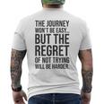 Easy Journeys Regret ジム、ハッスル、成功、モチベーションアップ メンズTシャツ バックプリント