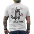 Feral And Free Raccoon Raccoon 4Th Of July Usa Flag Men's T-shirt Back Print