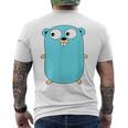 Go Golang プログラミング言語ロゴ マスコットゴファー メンズTシャツ バックプリント