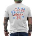God Bless America コケットボウ 7月4日 キリスト教の愛国心 メンズTシャツ バックプリント