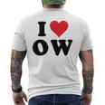 I Heart Ow Initials I Love OW First And Last Name O W メンズTシャツ バックプリント