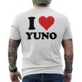 I Heart Yuno ファーストネーム I Love パーソナライズ メンズTシャツ バックプリント