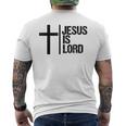 Jesus Is Lord 十字架 信仰 クリスチャン 聖書 神聖 メンズTシャツ バックプリント