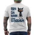 Katze Bin Da 'T Losgehen ファニーステートメントキャット メンズTシャツ バックプリント