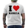 Red Heart I Love Korea メンズTシャツ バックプリント