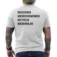 Reduzieren Wiederverwenden Recyceln Wiederholen メンズTシャツ バックプリント