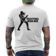Rock 'N' Roll Never Dies ギタープレーヤー メンズTシャツ バックプリント