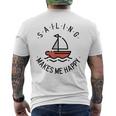 Sailing Makes Me Happy レッド ヨット メンズTシャツ バックプリント