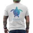 Save The Hawaiiea Turtles ハワイアンブルー トライバルタートルホヌ メンズTシャツ バックプリント