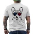 Shepsky Dog 7月4日 アメリカ国旗 メンズTシャツ バックプリント