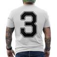 【バックプリント・背中側】3 数字 背番号 ユニフォーム ナンバー【ブラック／黒の文字】スポーツ 野球 サッカー 部活 メンズTシャツ バックプリント