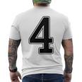 【バックプリント・背中側】4 数字 背番号 ユニフォーム ナンバー【ブラック／黒の文字】スポーツ 野球 サッカー 部活 メンズTシャツ バックプリント