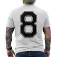 【バックプリント・背中側】8 数字 背番号 ユニフォーム ナンバー【ブラック／黒 の文字】スポーツ 練習着 部活 メンズTシャツ バックプリント