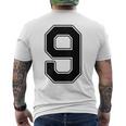 【バックプリント・背中側】9 数字 背番号 ユニフォーム ナンバー【ブラック／黒 の文字】スポーツ 練習着 部活 メンズTシャツ バックプリント