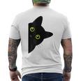【覗くネコ】黒猫 にゃんこ 猫好き 猫 可愛い ネコ 子猫 ネコ好き 面白い 変な 遊び心 ネタ ウケ狙い おもしろ メンズTシャツ バックプリント