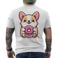 かわいいコーギーのドーナツを持つ漫画の犬愛好家アートキッズ。 メンズTシャツ バックプリント