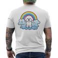 かわいいボロネーゼ犬 レインボークラウド カラフル カワイイ 子犬好き メンズTシャツ バックプリント