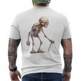 エイリアン スケルトン クリーチャー 松葉杖 スティック メンズTシャツ バックプリント