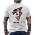 オークリー、カリフォルニア オルカキラー クジラ ネイティブアメリカン ギフト メンズTシャツ バックプリント