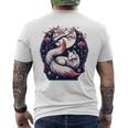 キツネ キツネ 桜 花 日本 九尾狐 長袖tシャツ メンズTシャツ バックプリント