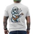 ギターを弾く犬 マルチーズプードル 面白い落書き メンズTシャツ バックプリント
