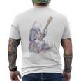 ギターを弾く猫 ネコ おもしろ かわいい ロック おしゃれ メンズTシャツ バックプリント