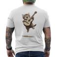 ギターを弾く面白い猫 面白いギター猫 メンズTシャツ バックプリント