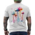 クラゲ 幾何学 動物 カラフル 抽象 アート クラゲ メンズTシャツ バックプリント