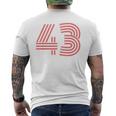クールなレトロなレタリングジャージ、背番号43 Fourtythree メンズTシャツ バックプリント
