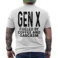 コーヒーと皮肉なユーモアに刺激された面白いジェネレーションx Gen X メンズTシャツ バックプリント