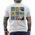 ゴッホの絵画、ひまわり、星月夜 メンズTシャツ バックプリント