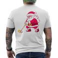ゴルフをする面白い醜いクリスマスサンタ。 メンズTシャツ バックプリント