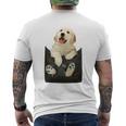 ゴールデンレトリバー ポケットに入った子犬 長袖tシャツ メンズTシャツ バックプリント