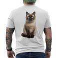 シャム猫 美人 雄大なシャム猫 ラブリーシャム猫 メンズTシャツ バックプリント