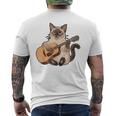 シャム猫ギタリスト ミーザー ギター奏者 メンズTシャツ バックプリント