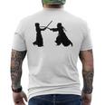 シルエット 剣道 合気道 日本 武道 剣闘士 扇子 メンズTシャツ バックプリント