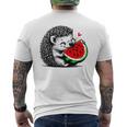 スイカの誕生日を食べるキュートで愛らしいハリネズミ メンズTシャツ バックプリント