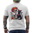 スケルトン ハグ 猫 シュガー スカル Día Los Muertos ハロウィン メンズTシャツ バックプリント