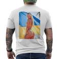 セクシーガールグラフィックtシャツ 「モダンピンナップガール&ウクライナ国旗2」 長袖tシャツ メンズTシャツ バックプリント