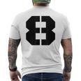 タイポグラフィ 太字 ステンシル 8番 数字 8 メンズTシャツ バックプリント
