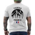 ティニュ フランス アルプス スキー場 アルペンスキー フランス国旗 メンズTシャツ バックプリント