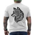トライバルウルフ ポリネシア部族 マオリ柄 オオカミ メンズTシャツ バックプリント