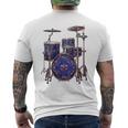 ドラム ドラマー ドラミング ドラム 長袖tシャツ メンズTシャツ バックプリント