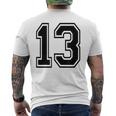 ナンバー13 カレッジスポーツチーム 黒文字 メンズTシャツ バックプリント